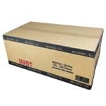 Unopened brown and black box on a plain background