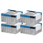 Four stacked grey and blue box with a white plastic handle