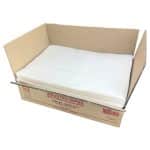 Unsealed box with visible red writing, revealing a stack of wipes inside.