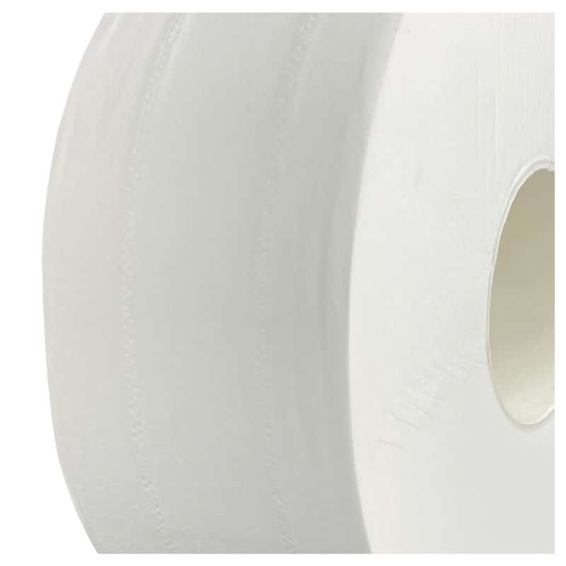 A close up of a roll of a roll of white toilet paper