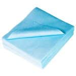 A stack of blue MicroMax no lint cloths, with the top wipe corner curved upward, neatly piled up together.