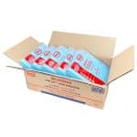 Open Carton box of filled with slanted blue Micromax wipes