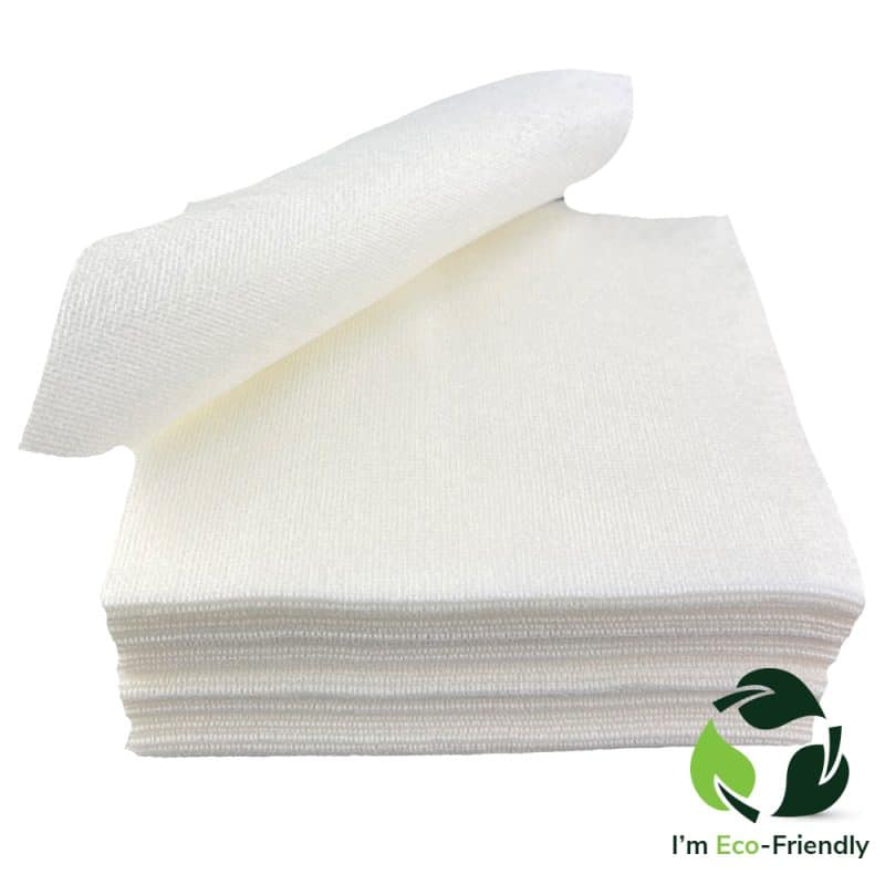 Pile of stacked TIDDOX M3 cellulose wipes with the uppermost wipe gracefully curved backward at an angle.