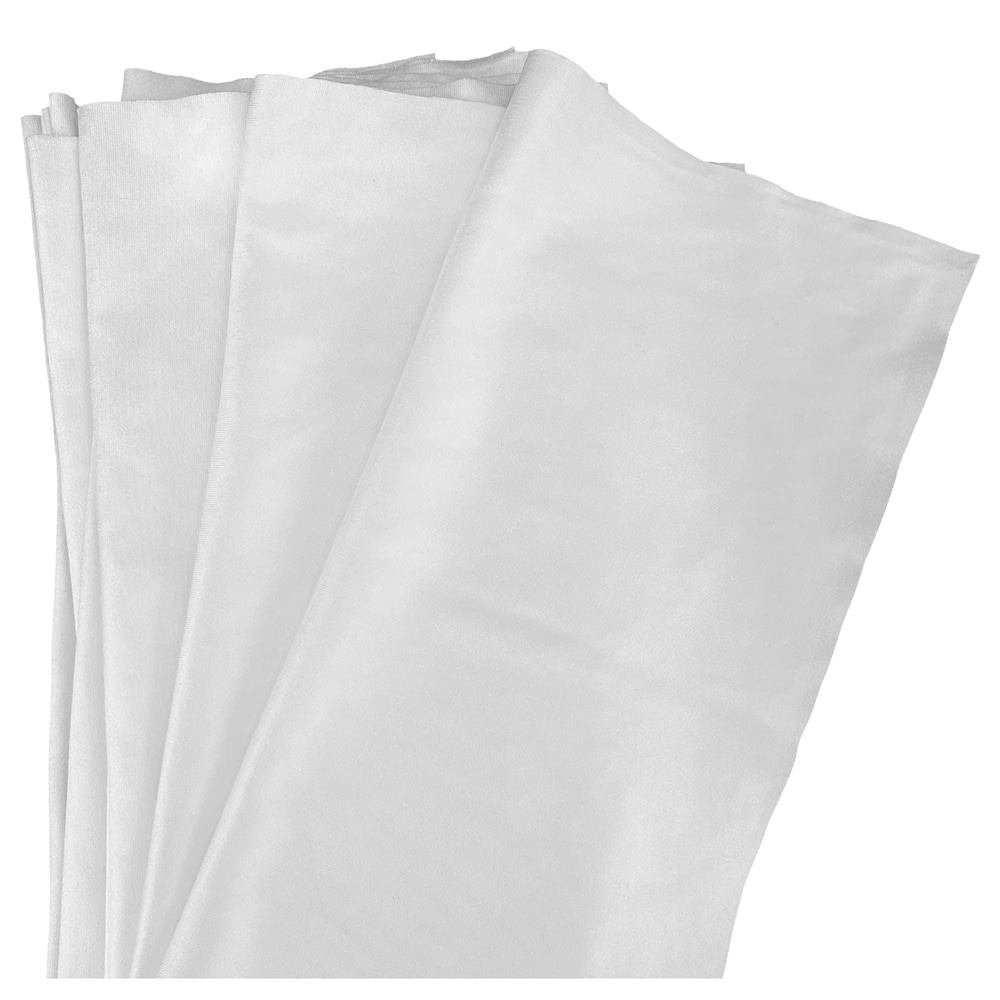 Four white sheets of TIDDOX microfibre knitted cloth neatly arranged on a white backdrop.