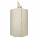 Vertical stack of beige rolls with a wipe protruding from the middle side view