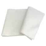 a stack white tray liners with the top layer curved open to the right
