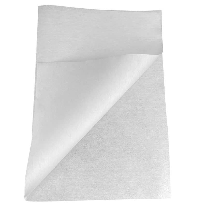 top view of tray liners with the top wipe curved to the left