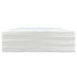 A side view of a stack of polyester wipes with a white background