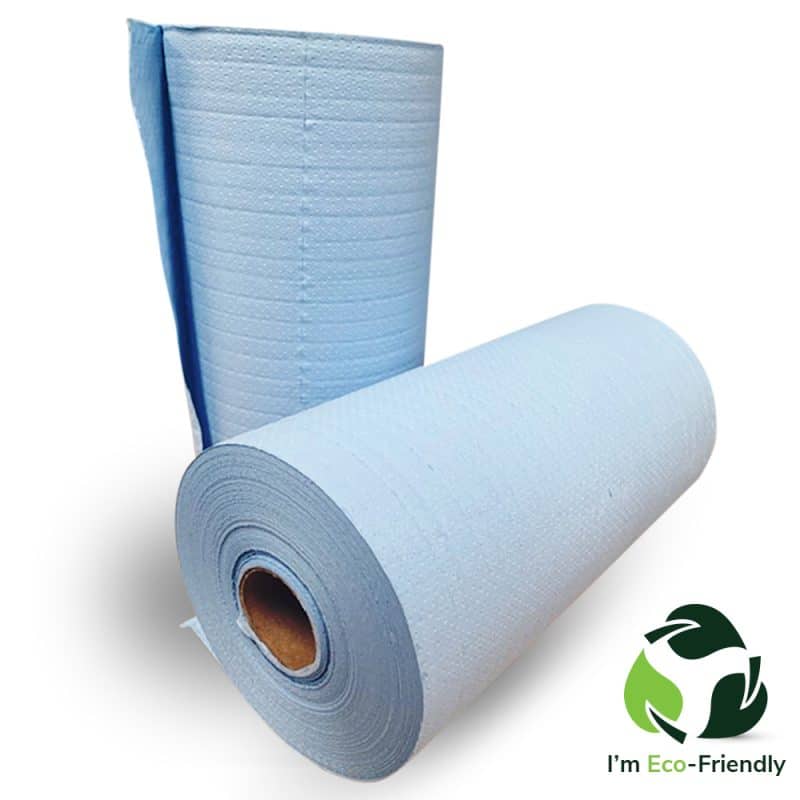 Two blue rolls one vertical one horizontal