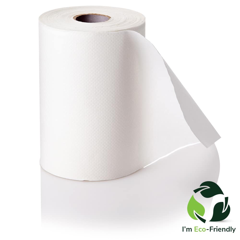 White Virgin Hand Towel Roll on a white surface.