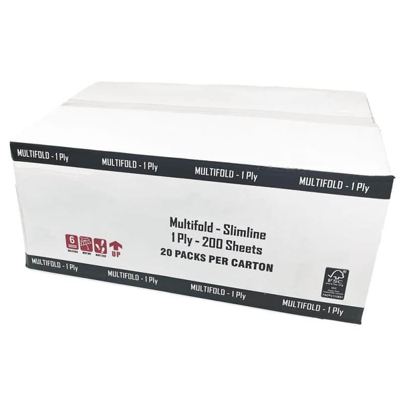 A black and white box of hand towel rolls on a white background