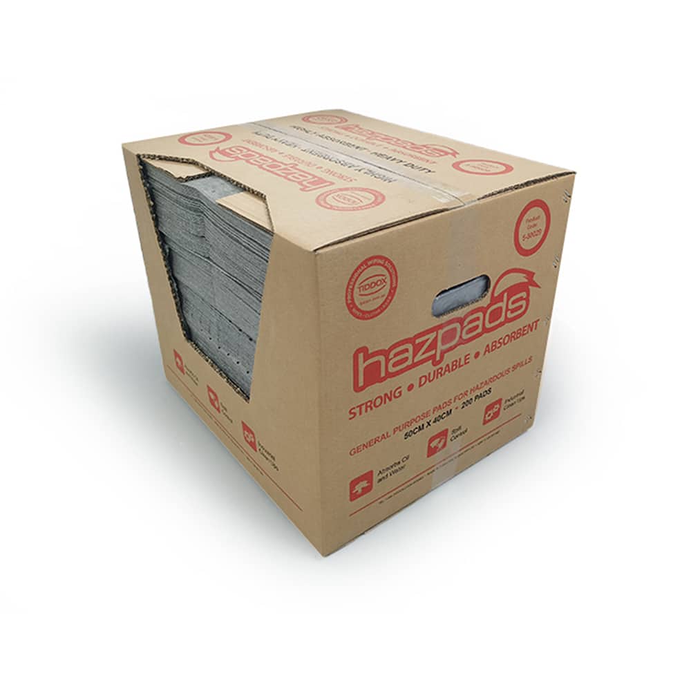 TIDDOX Hazpads are highly absorbent pads for floor spills and hazardous cleanups.
