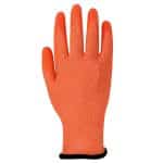 High visibility orange glass cut resistant gloves back