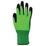 Green high visibility microfoam nitrile gloves back